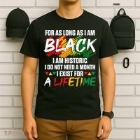 Black History Month For As Long As I Am Black I Am Historic T-Shirt thumb 6