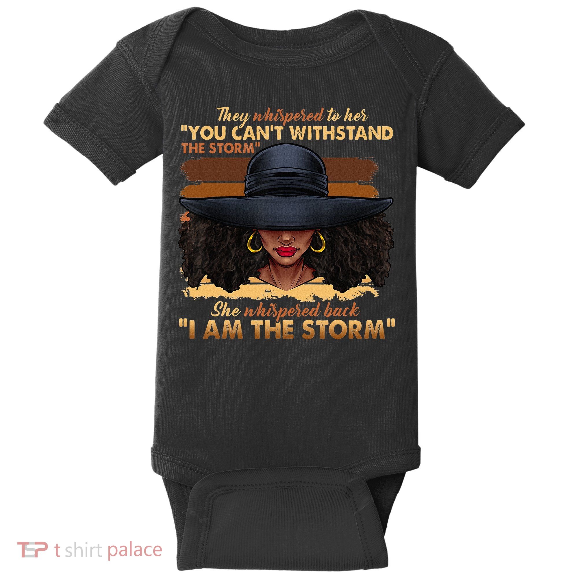 Black History Month African Woman Afro I Am The Storm Baby Bodysuit