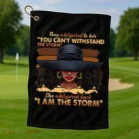 Black History Month African Woman Afro I Am The Storm Golf Towel thumb 1