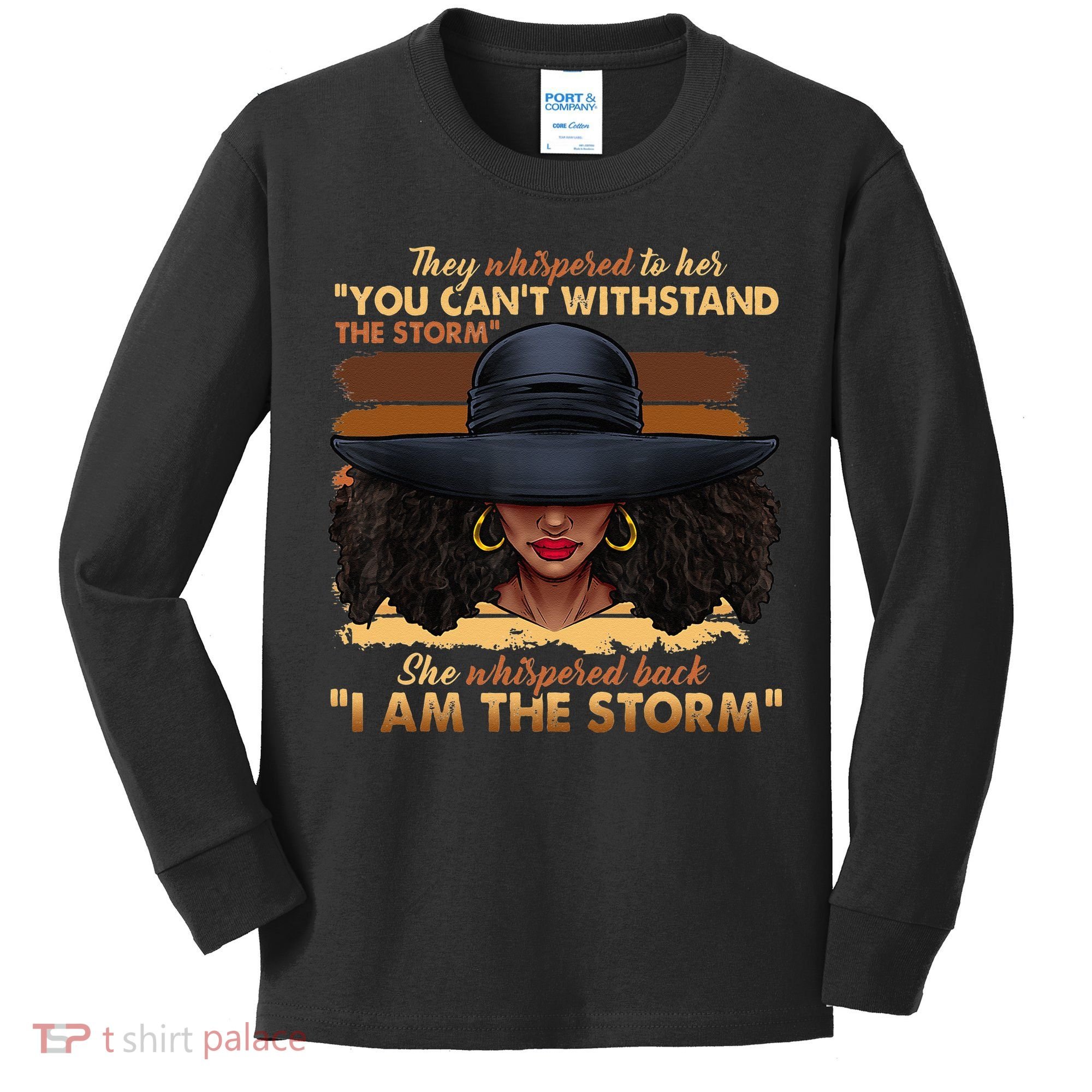 Black History Month African Woman Afro I Am The Storm Kids Long Sleeve Shirt