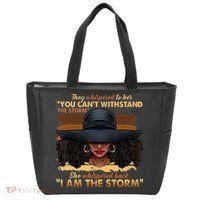 Black History Month African Woman Afro I Am The Storm Tote Bag thumb 0