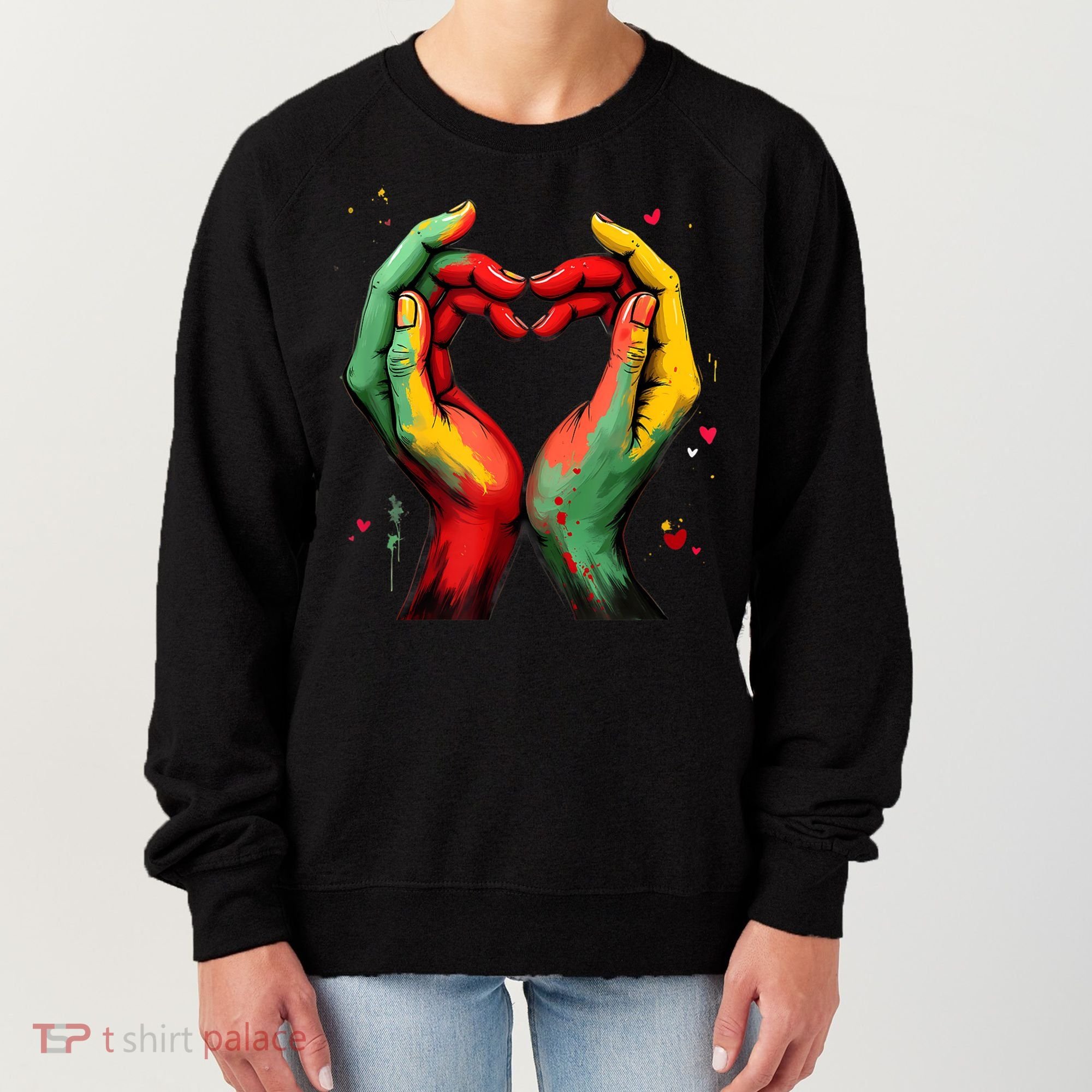 Black History Month Heart African American Black Red Green Women's Sweatshirt