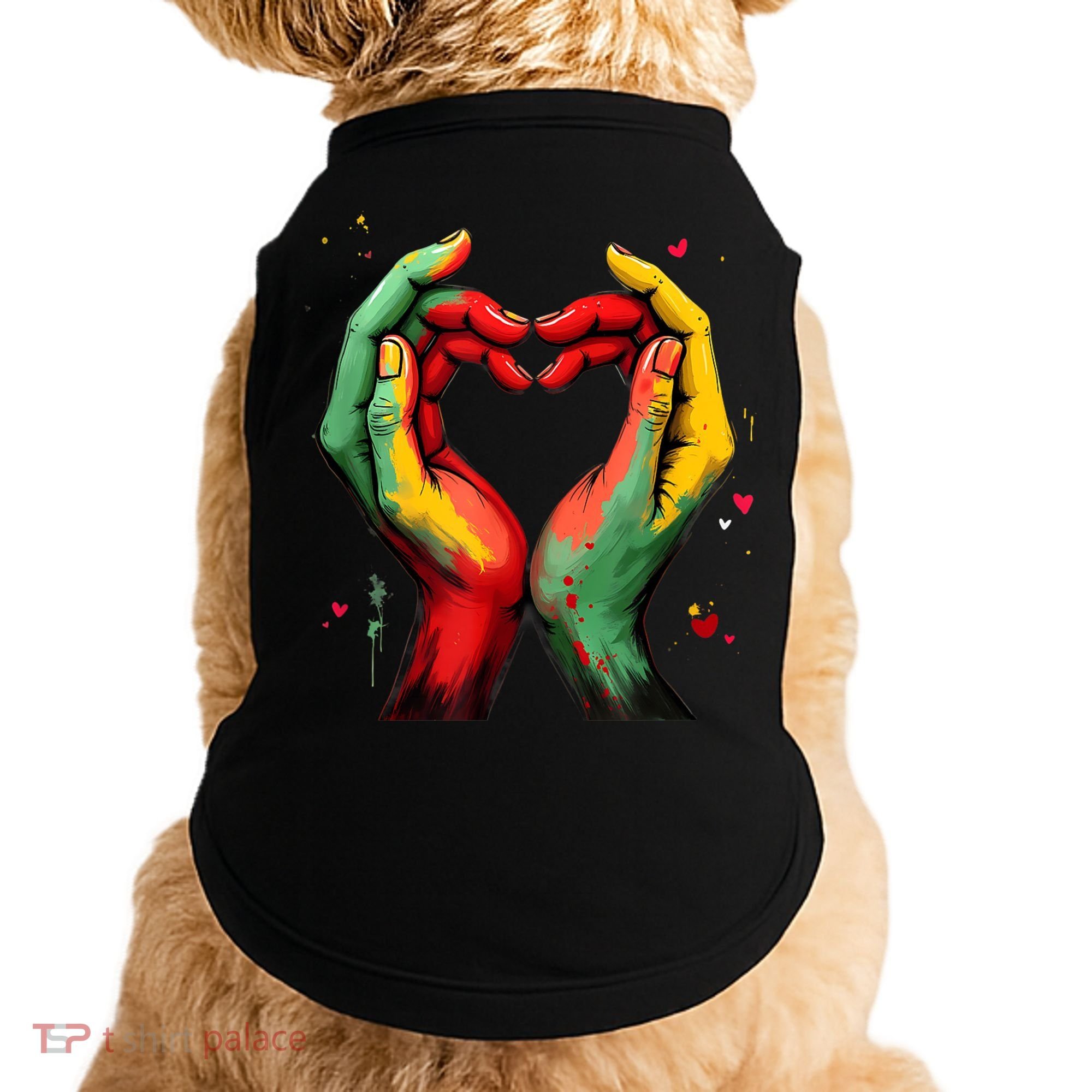 Black History Month Heart African American Black Red Green Doggie Tank