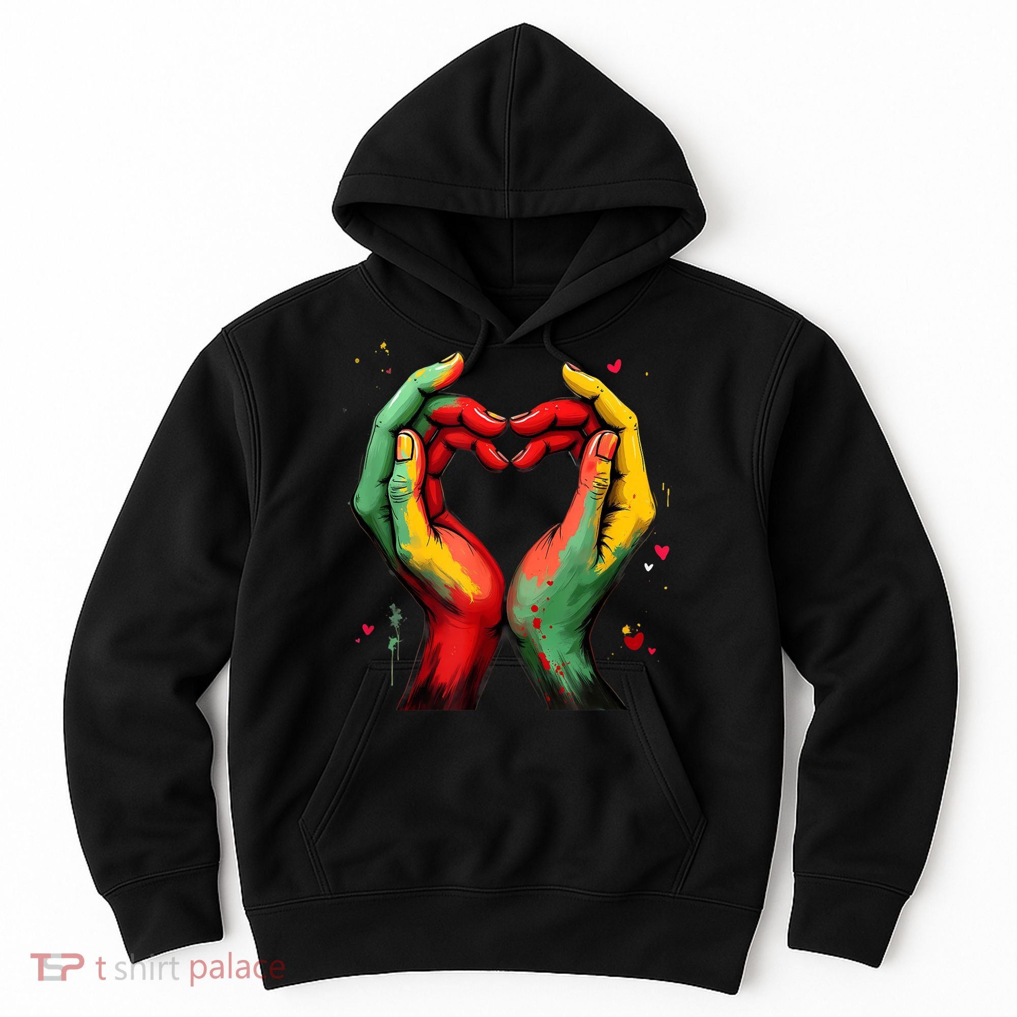 Black History Month Heart African American Black Red Green Hoodie