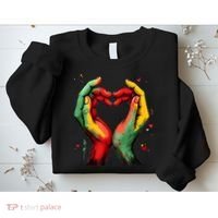 Black History Month Heart African American Black Red Green Sweatshirt thumb 2