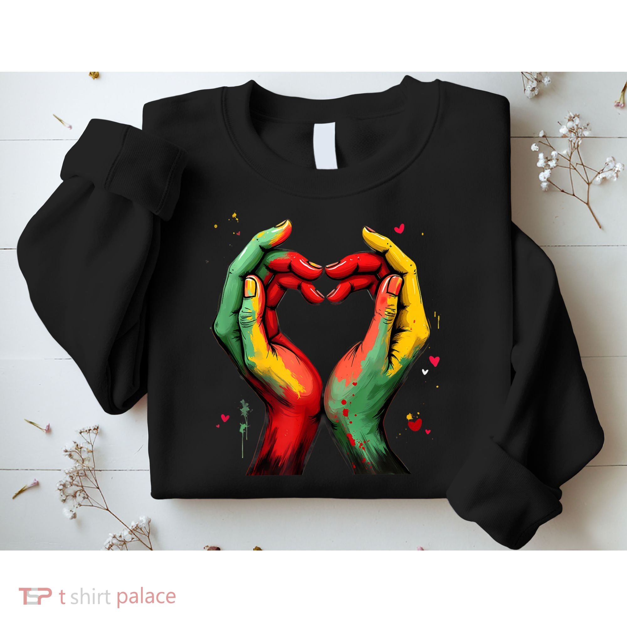 Black History Month Heart African American Black Red Green Sweatshirt