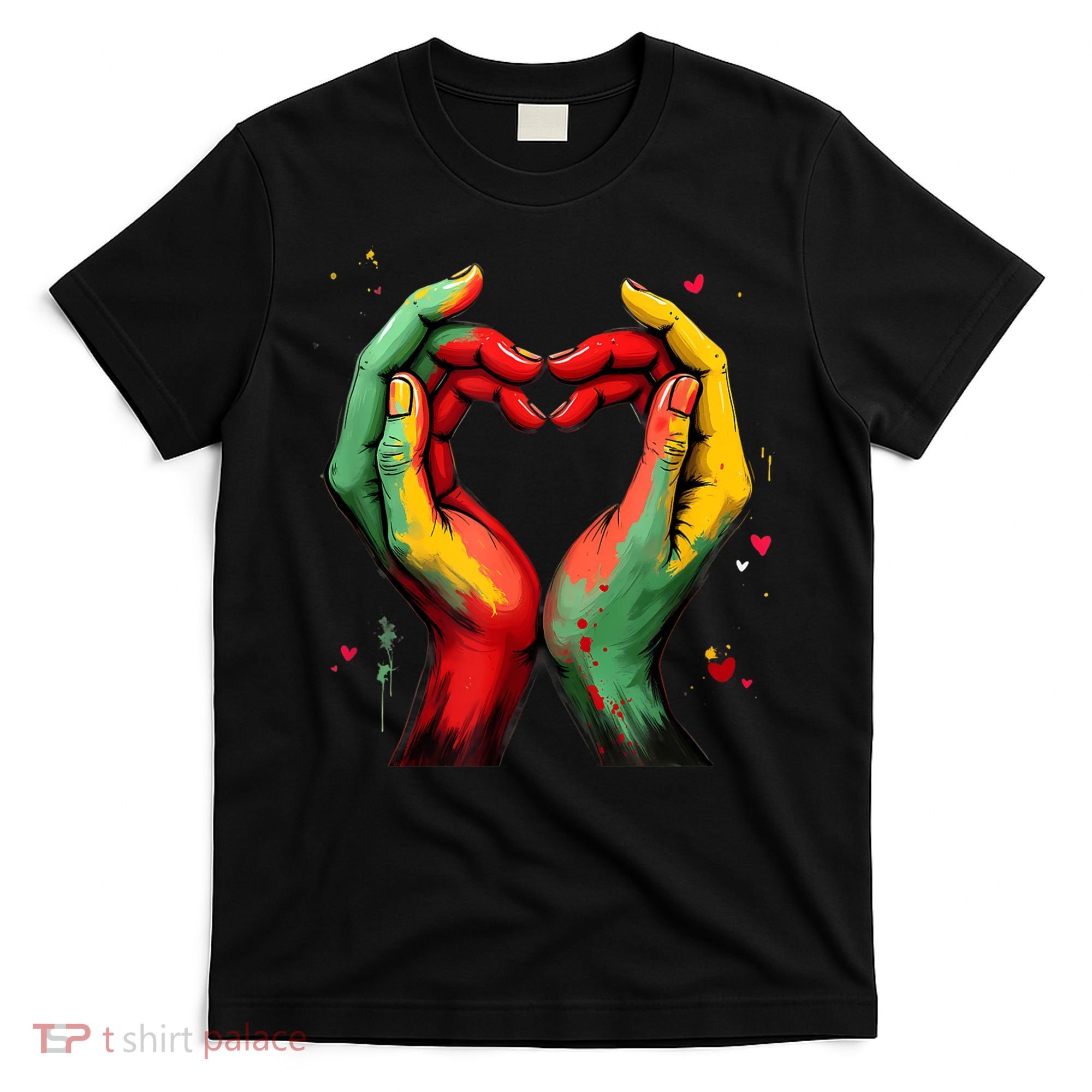 Black History Month Heart African American Black Red Green T-Shirt