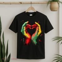 Black History Month Heart African American Black Red Green T-Shirt thumb 2