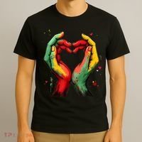 Black History Month Heart African American Black Red Green T-Shirt thumb 3