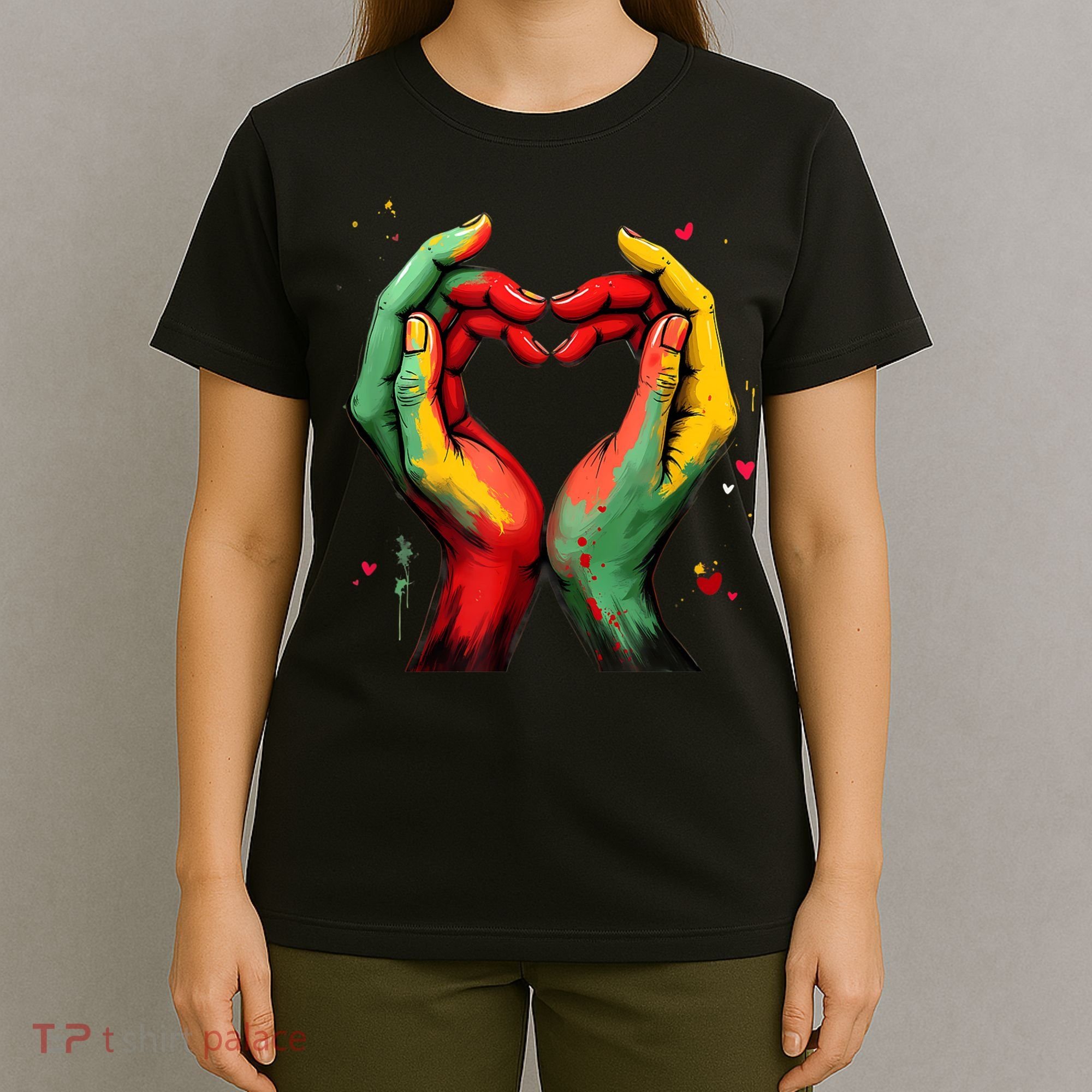 Black History Month Heart African American Black Red Green T-Shirt