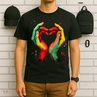 Black History Month Heart African American Black Red Green T-Shirt thumb 6