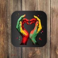 Black History Month Heart African American Black Red Green Coaster thumb 0