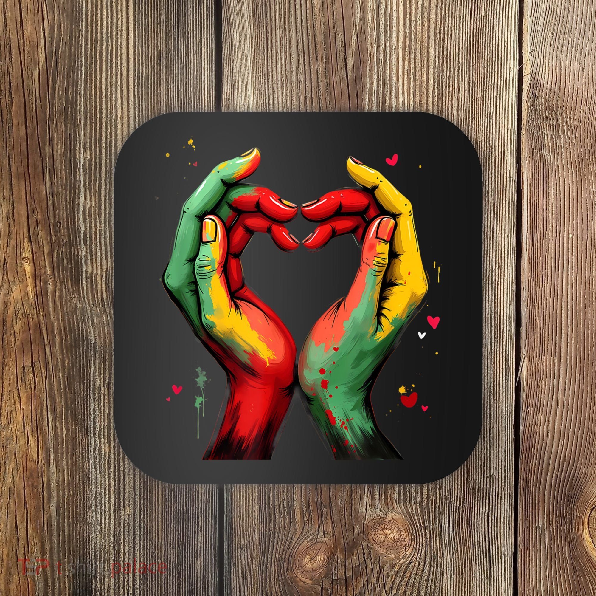 Black History Month Heart African American Black Red Green Coaster