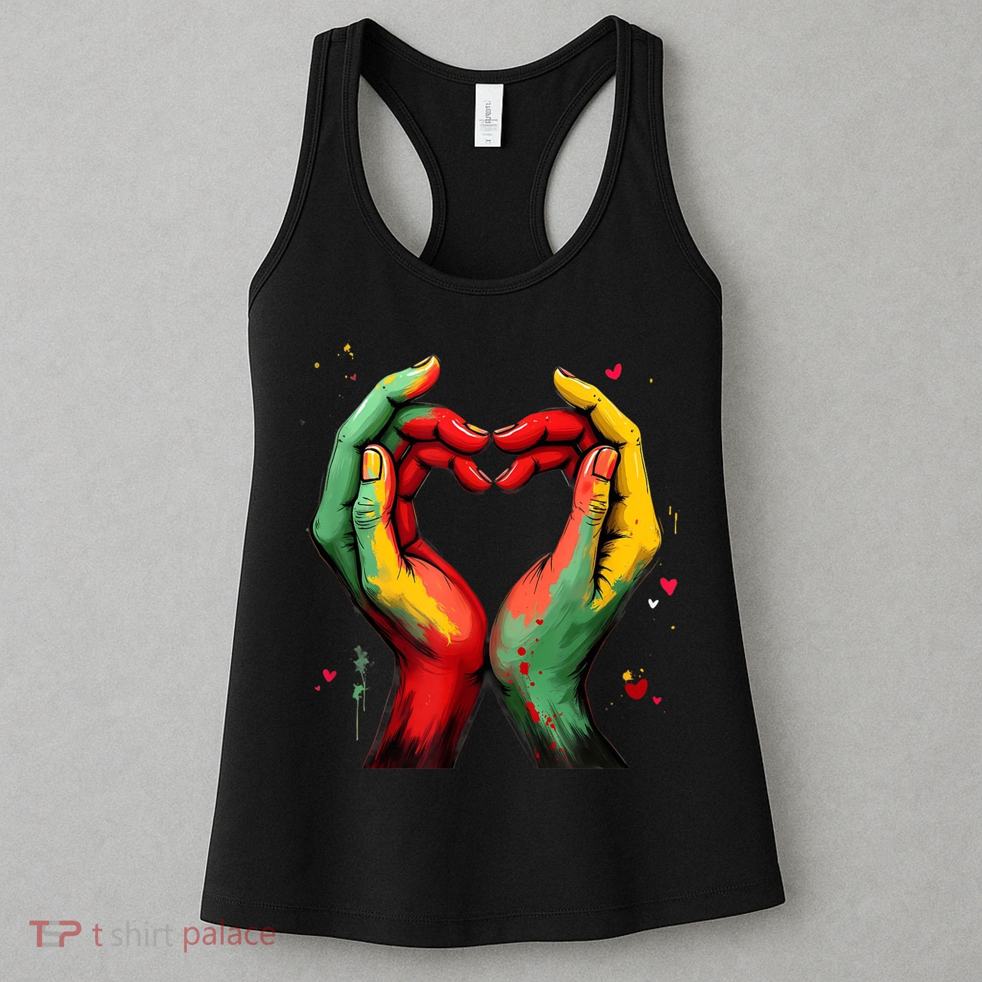 Black History Month Heart African American Black Red Green Women's Tank Top