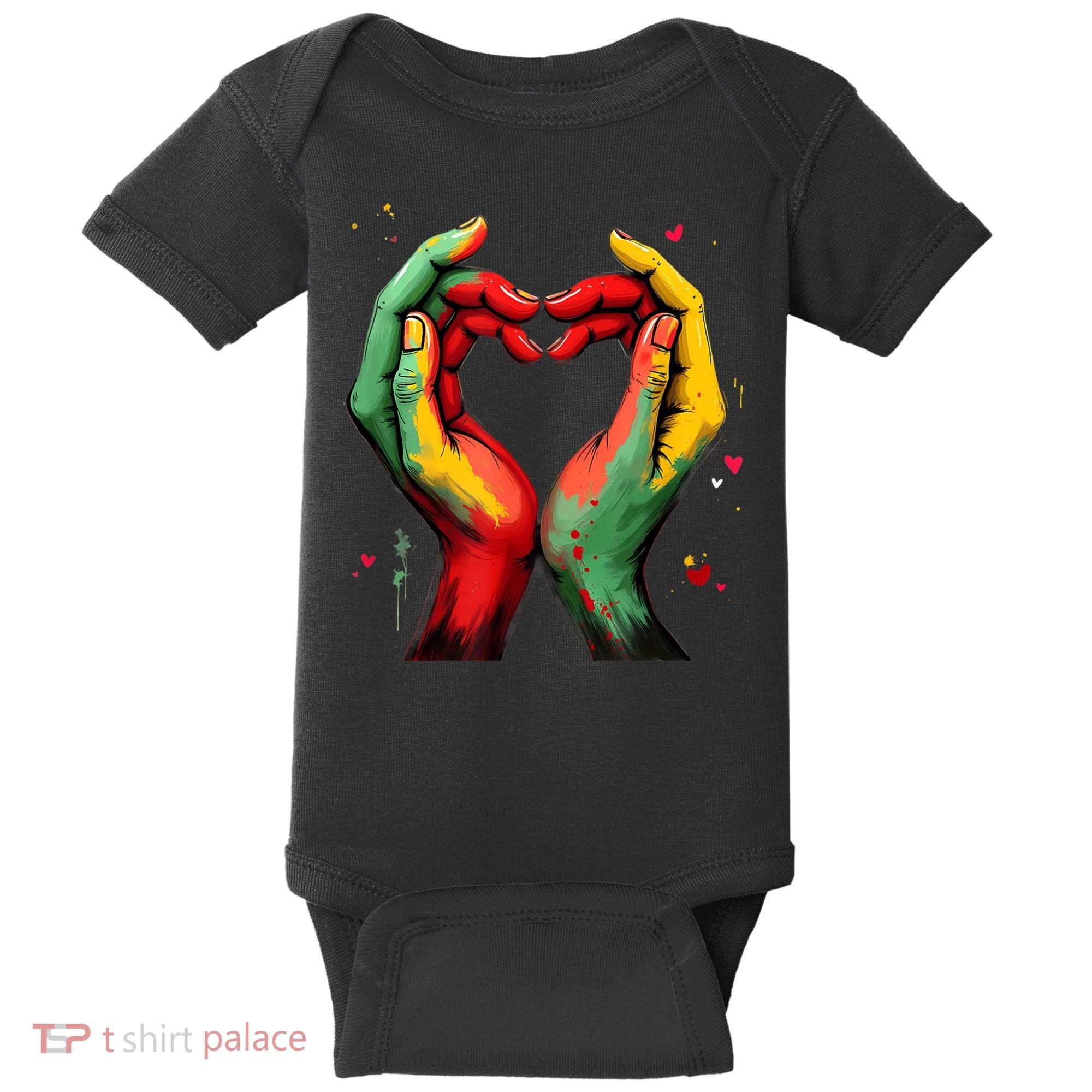 Black History Month Heart African American Black Red Green Baby Bodysuit
