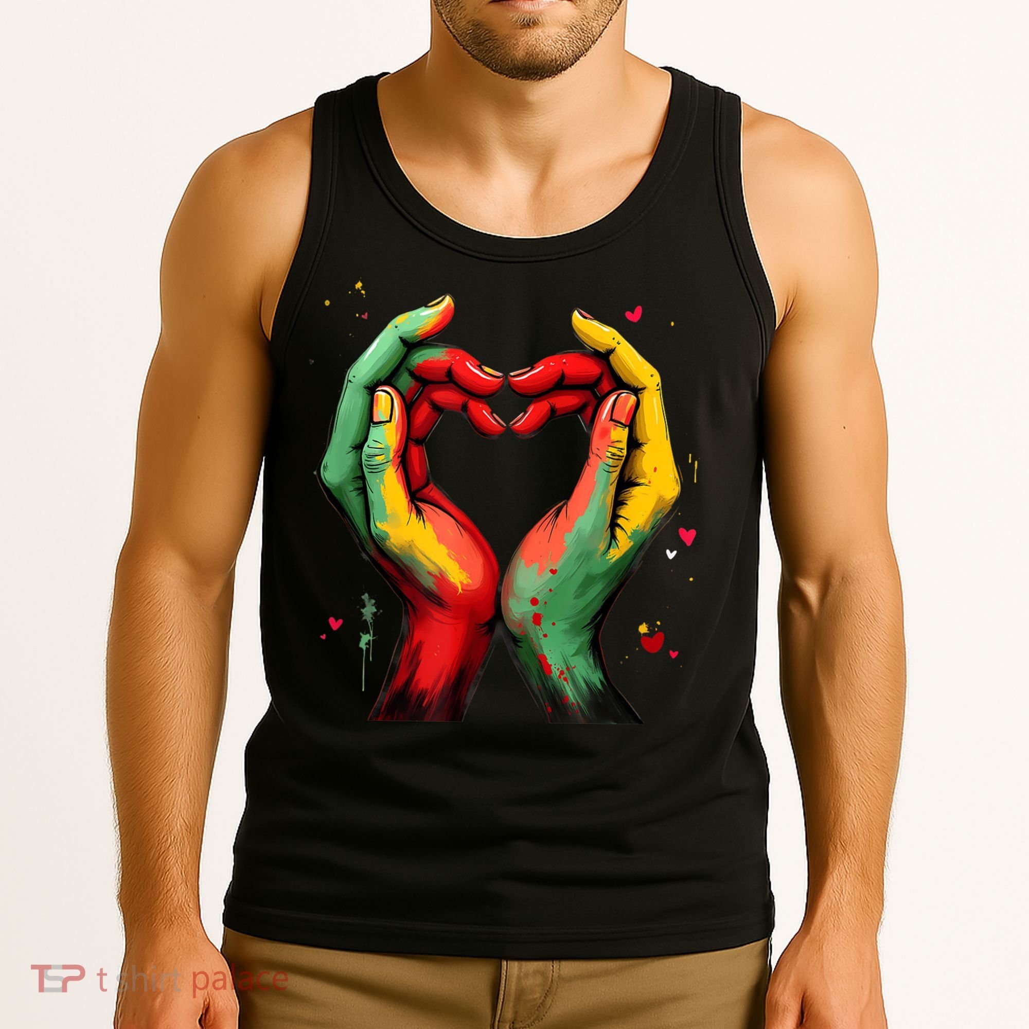 Black History Month Heart African American Black Red Green Tank Top