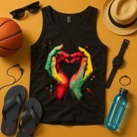 Black History Month Heart African American Black Red Green Tank Top thumb 4