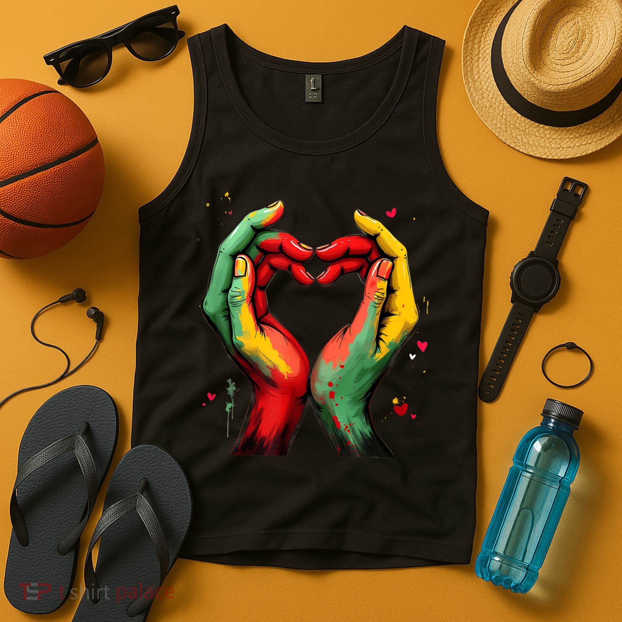 Black History Month Heart African American Black Red Green Tank Top
