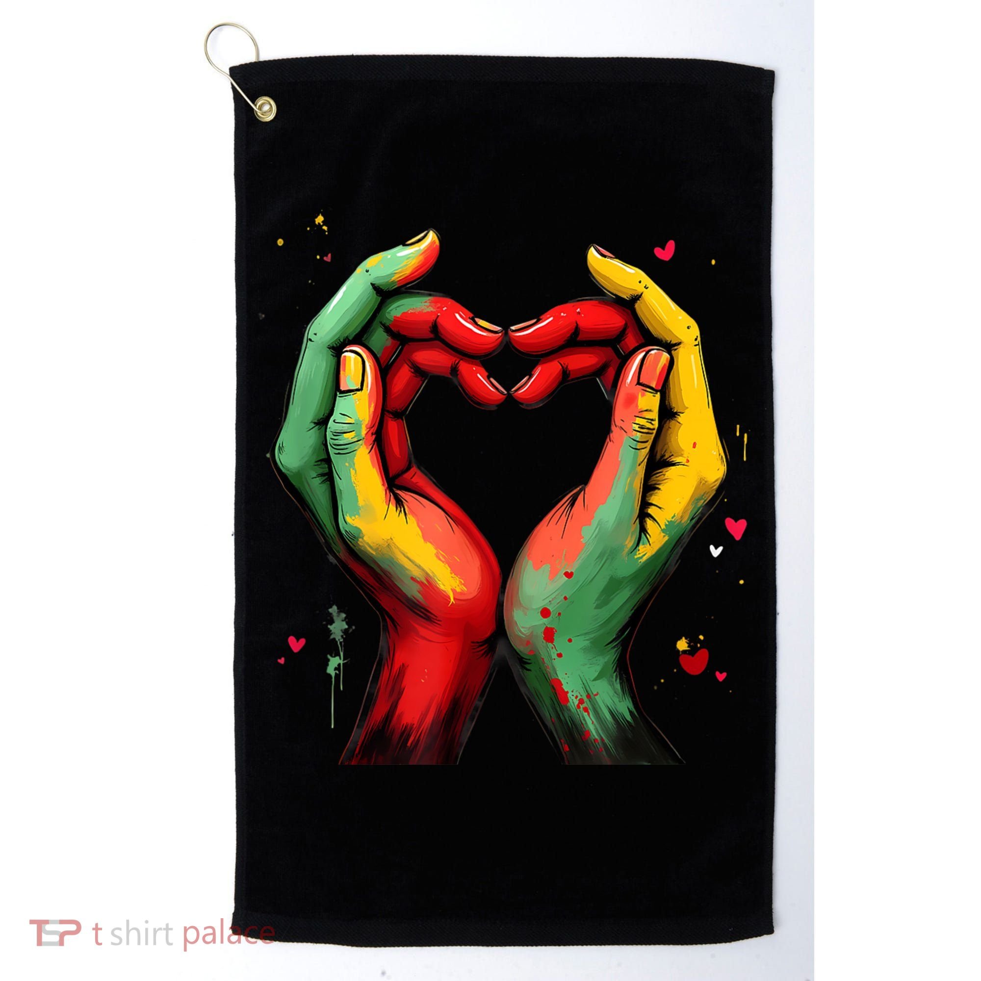 Black History Month Heart African American Black Red Green Golf Towel
