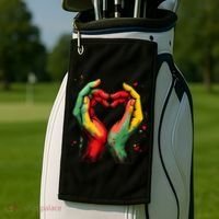 Black History Month Heart African American Black Red Green Golf Towel thumb 2