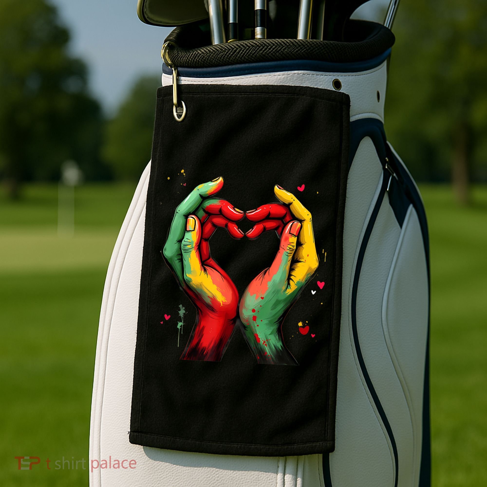 Black History Month Heart African American Black Red Green Golf Towel