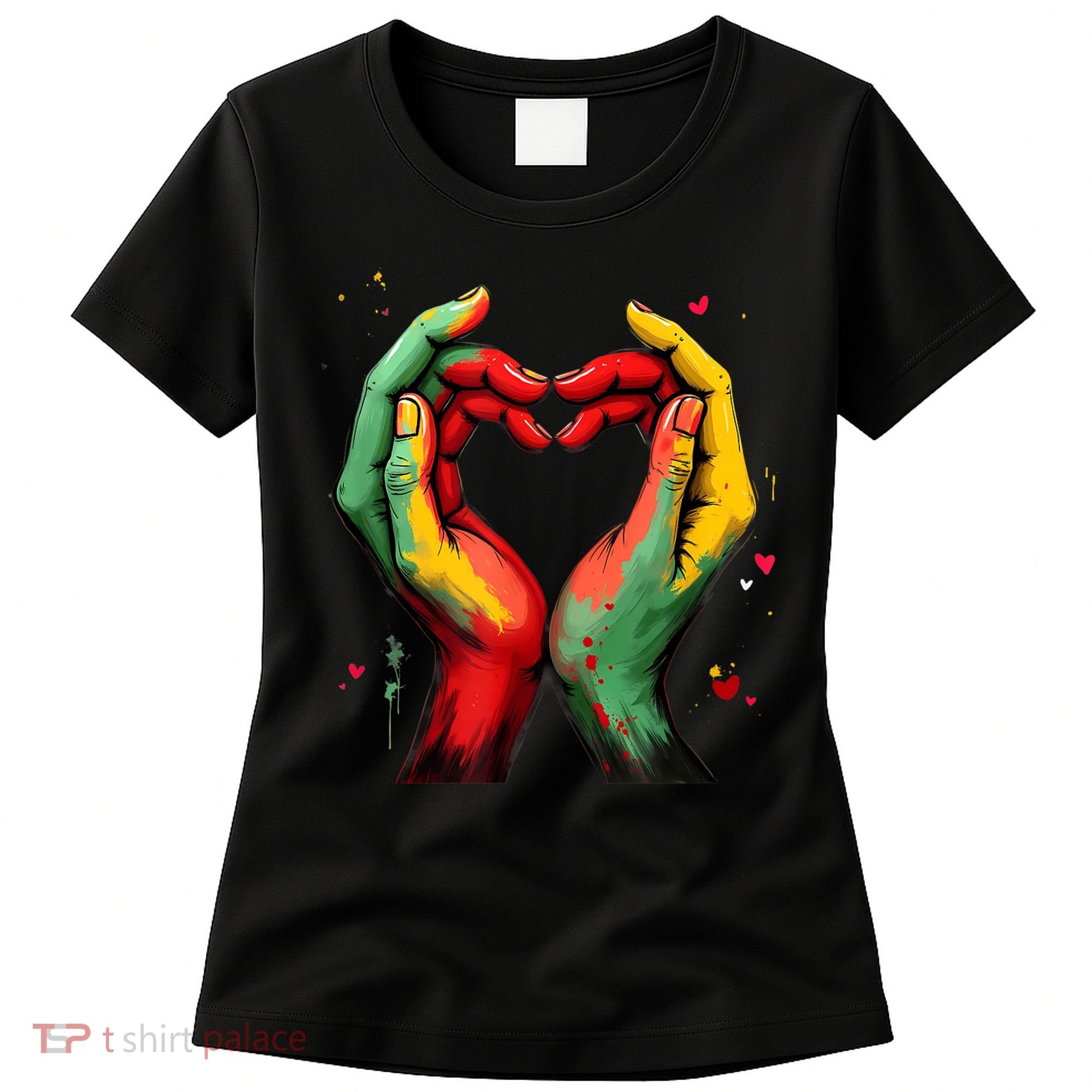 Black History Month Heart African American Black Red Green Women's T-Shirt
