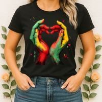 Black History Month Heart African American Black Red Green Women's T-Shirt thumb 2