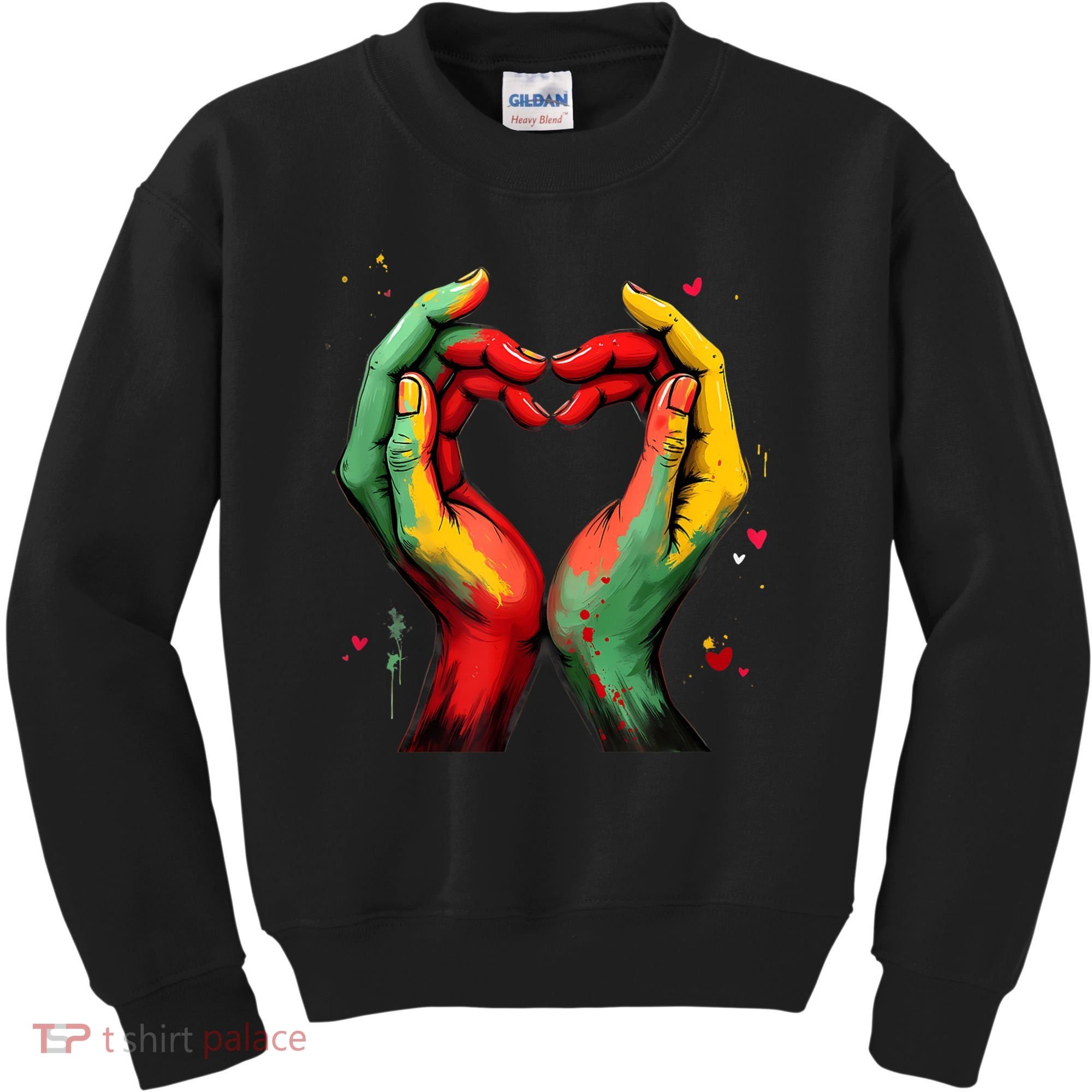 Black History Month Heart African American Black Red Green Kids Sweatshirt