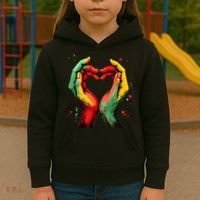 Black History Month Heart African American Black Red Green Kids Hoodie thumb 3