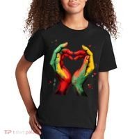 Black History Month Heart African American Black Red Green Kids T-Shirt thumb 2