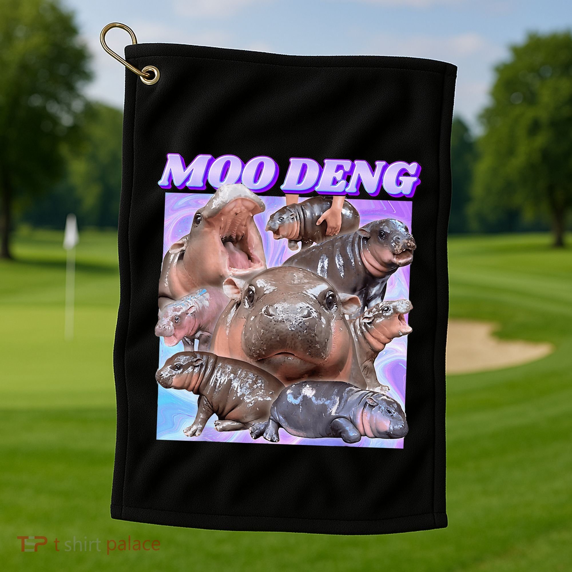 Baby Hippo Moo Deng Golf Towel