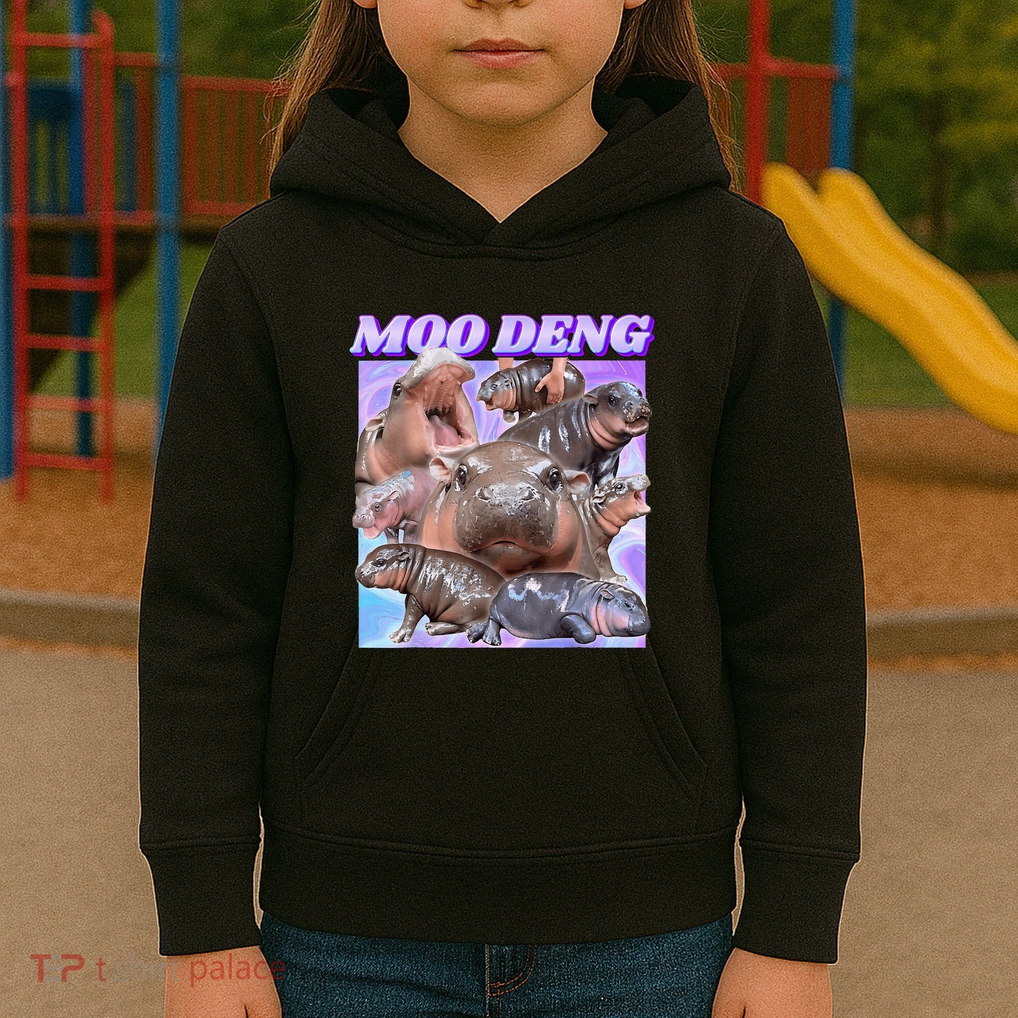 Baby Hippo Moo Deng Kids Hoodie