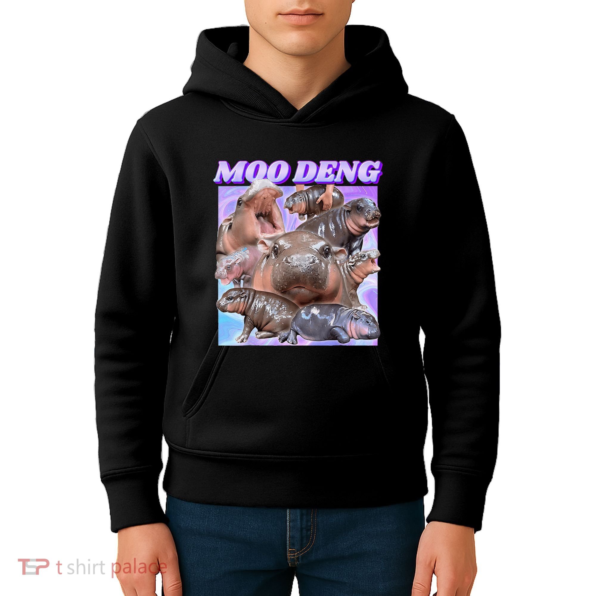 Baby Hippo Moo Deng Kids Hoodie