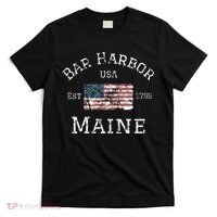 Bar Harbor Maine Usa American Flag Established Me Vintage T-Shirt thumb 0