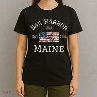 Bar Harbor Maine Usa American Flag Established Me Vintage T-Shirt thumb 4