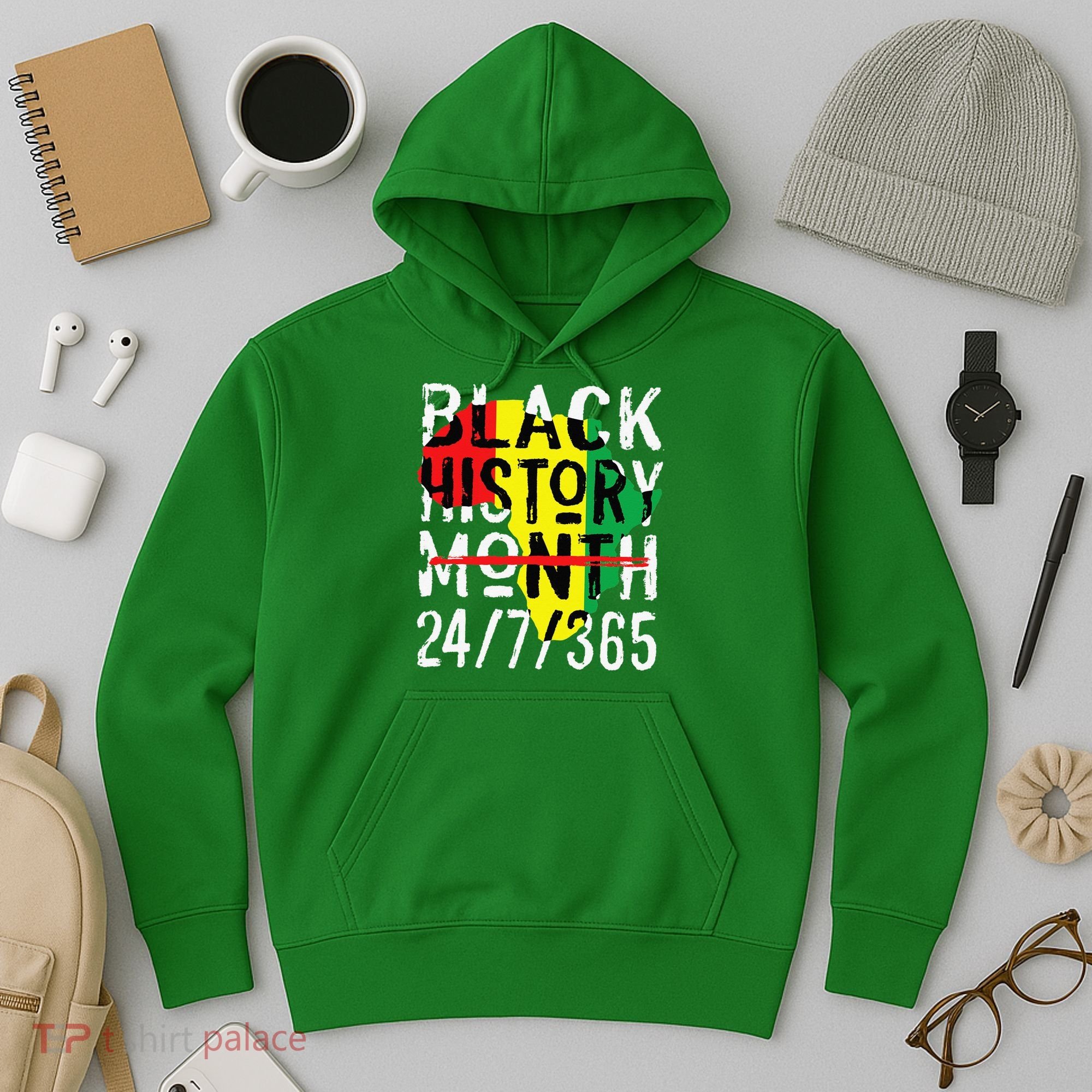 Black History Month 24/7/365 African Melanin Black Pride Hoodie