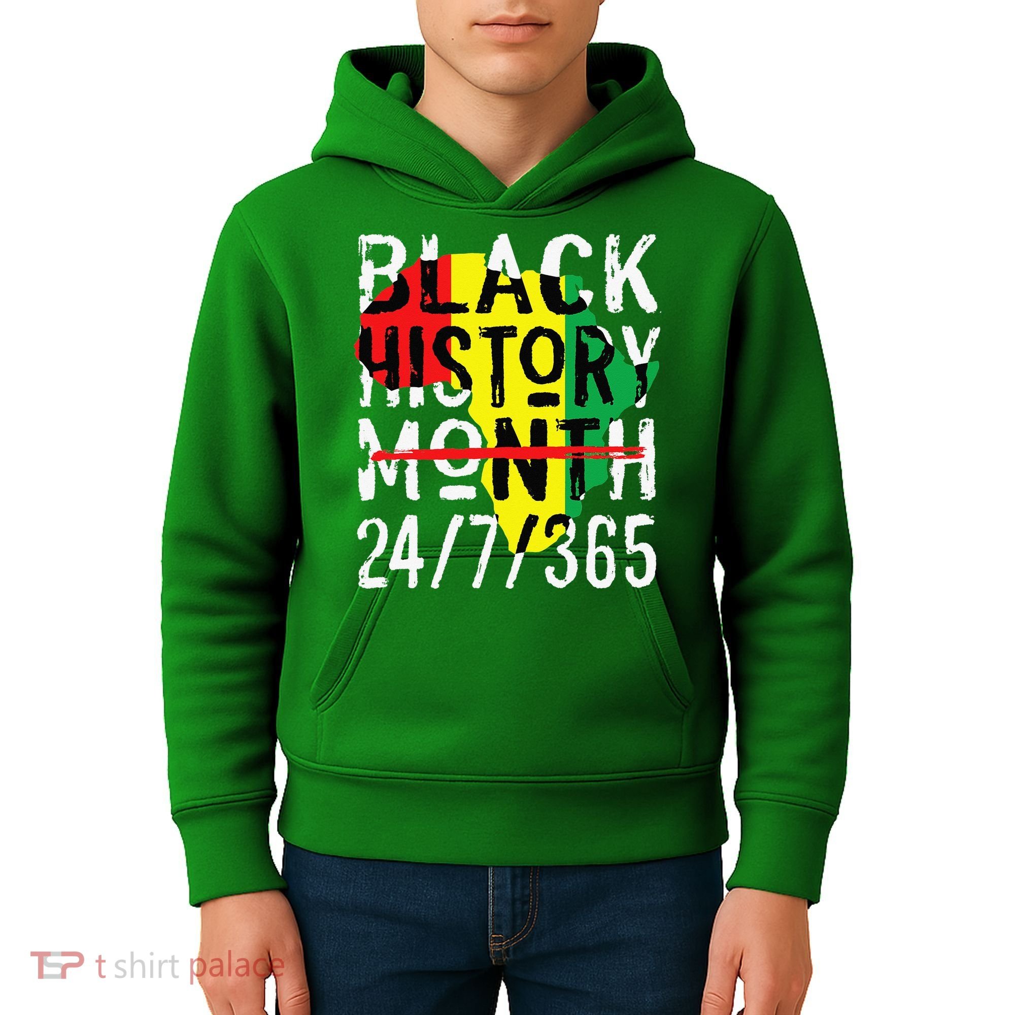 Black History Month 24/7/365 African Melanin Black Pride Kids Hoodie