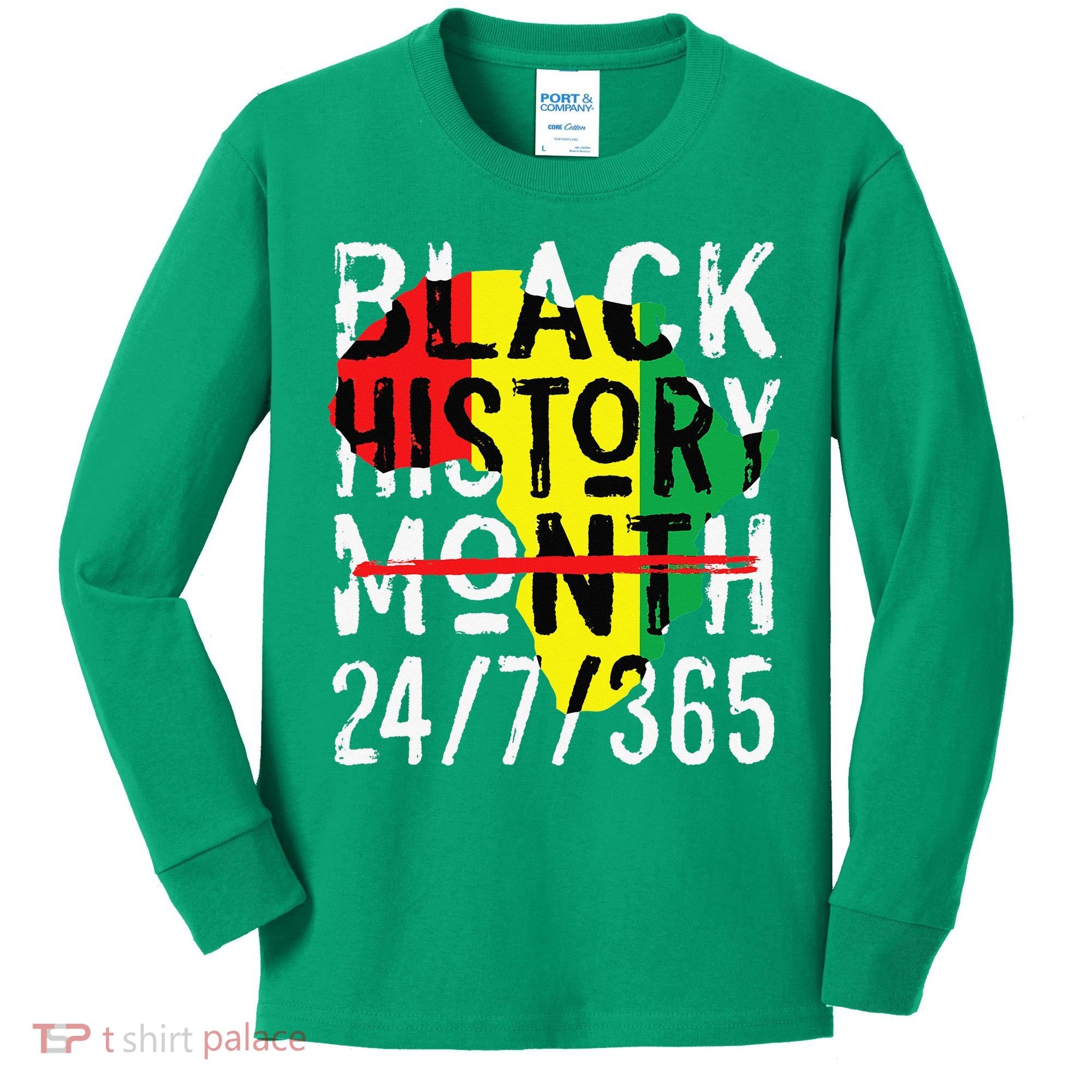 Black History Month 24/7/365 African Melanin Black Pride Kids Long Sleeve Shirt