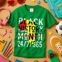 Black History Month 24/7/365 African Melanin Black Pride Kids T-Shirt thumb 3
