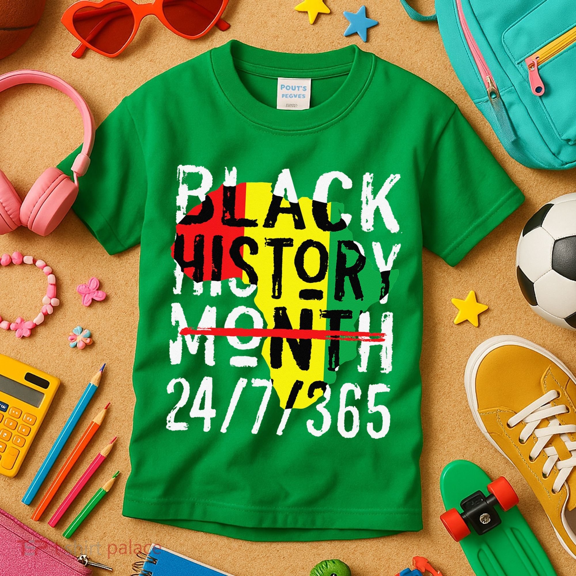 Black History Month 24/7/365 African Melanin Black Pride Kids T-Shirt