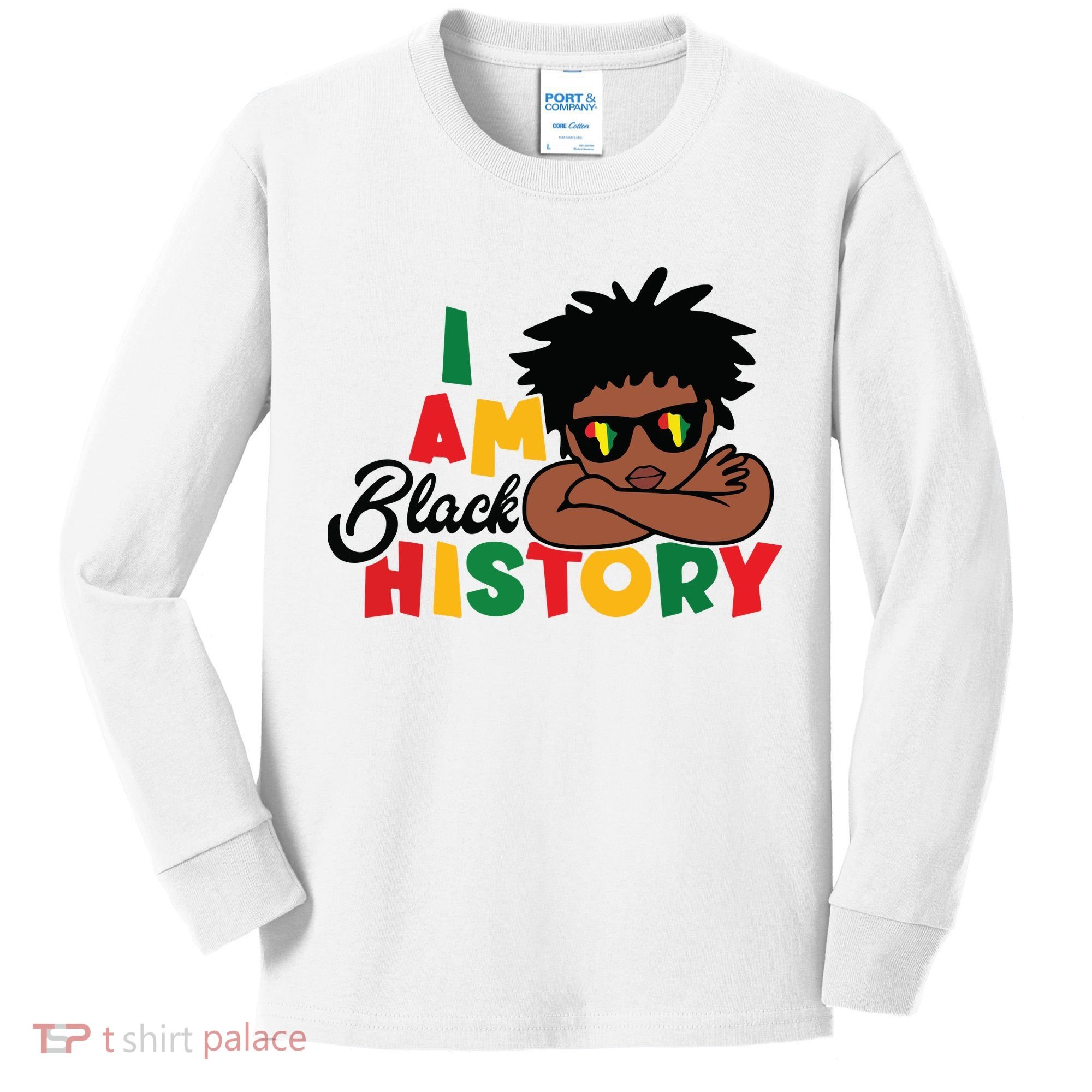 Black History Month Boy I Am African American Kids Long Sleeve Shirt