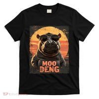 Baby Hippo Moo Deng Sunglasess Vintage Retro T-Shirt thumb 0