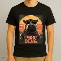 Baby Hippo Moo Deng Sunglasess Vintage Retro T-Shirt thumb 3