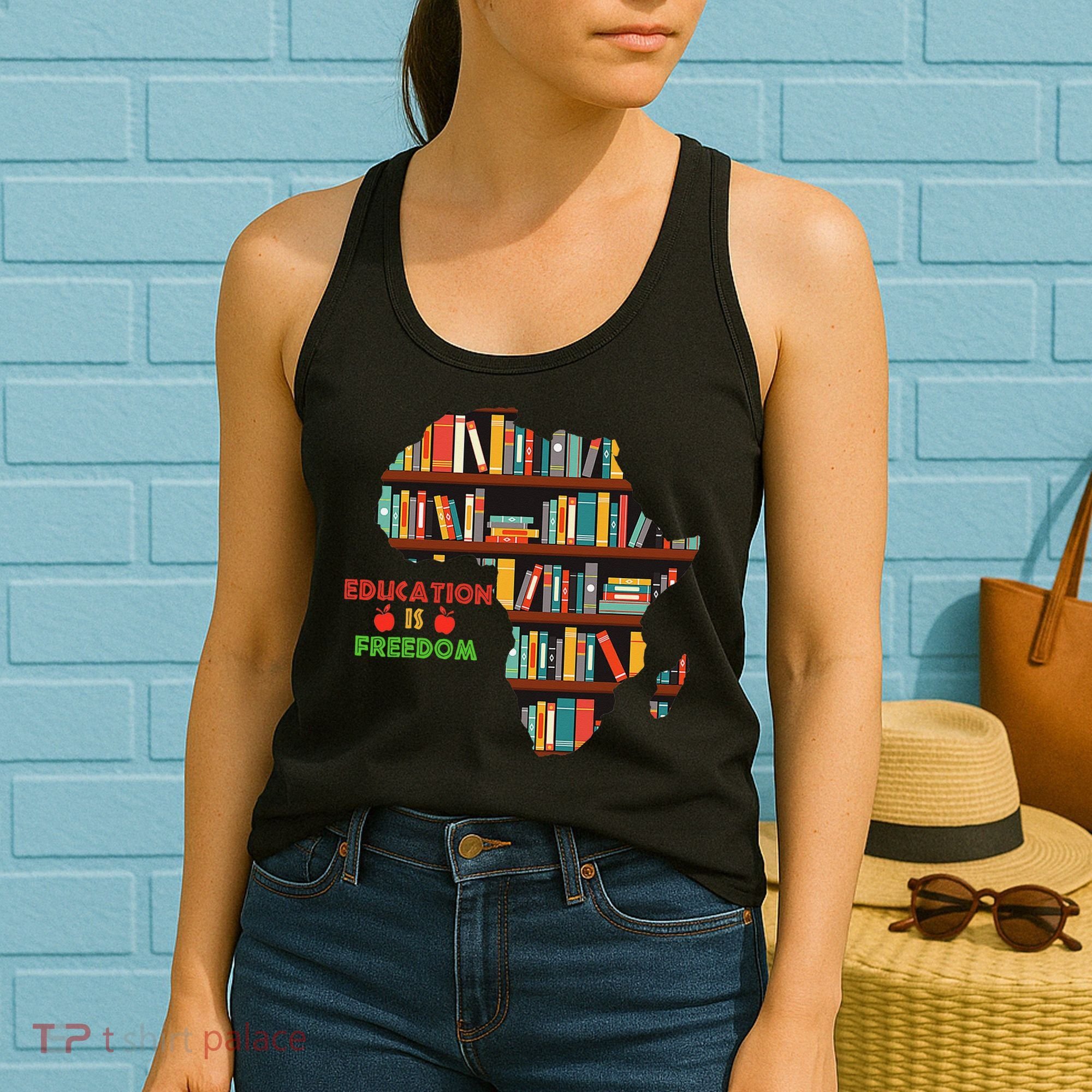 Black History Month Education Is Freedom Book Reader Women's Tank Top