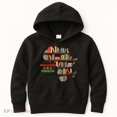 Black History Month Education Is Freedom Book Reader Kids Hoodie