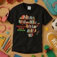 Black History Month Education Is Freedom Book Reader Kids T-Shirt thumb 3