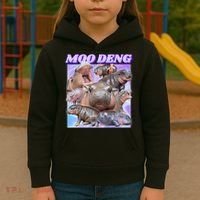 Baby Hippo Moo Deng Kids Hoodie thumb 3