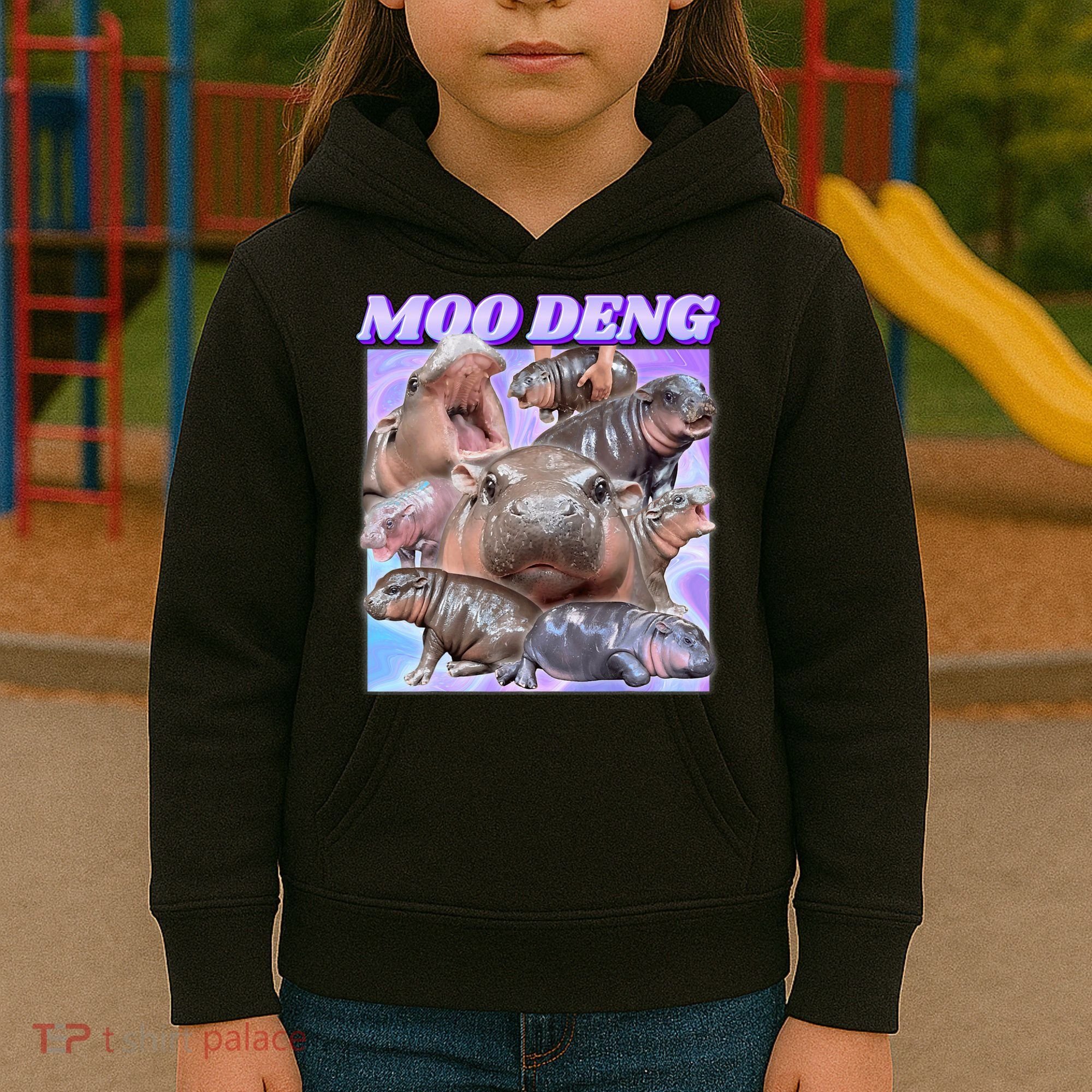 Baby Hippo Moo Deng Kids Hoodie