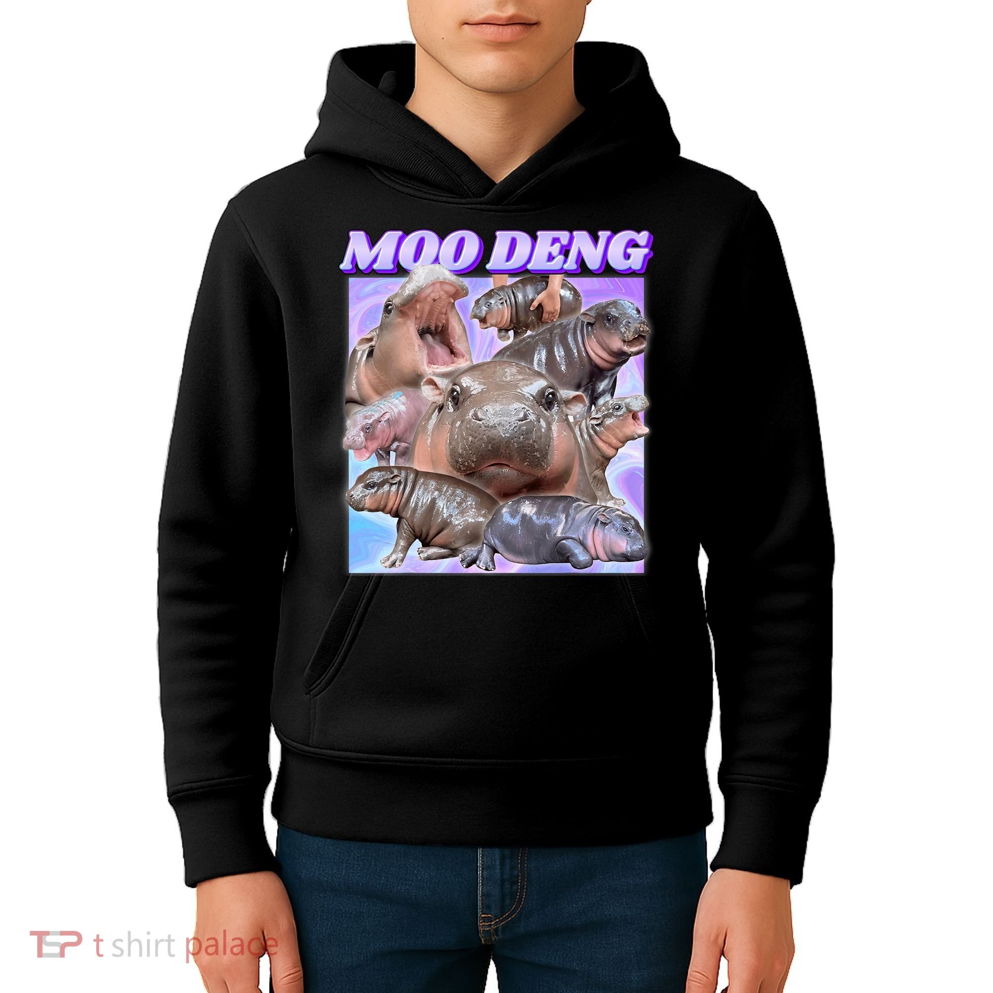 Baby Hippo Moo Deng Kids Hoodie
