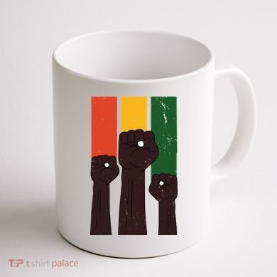 Black History Month Fist Pride Coffee Mug back